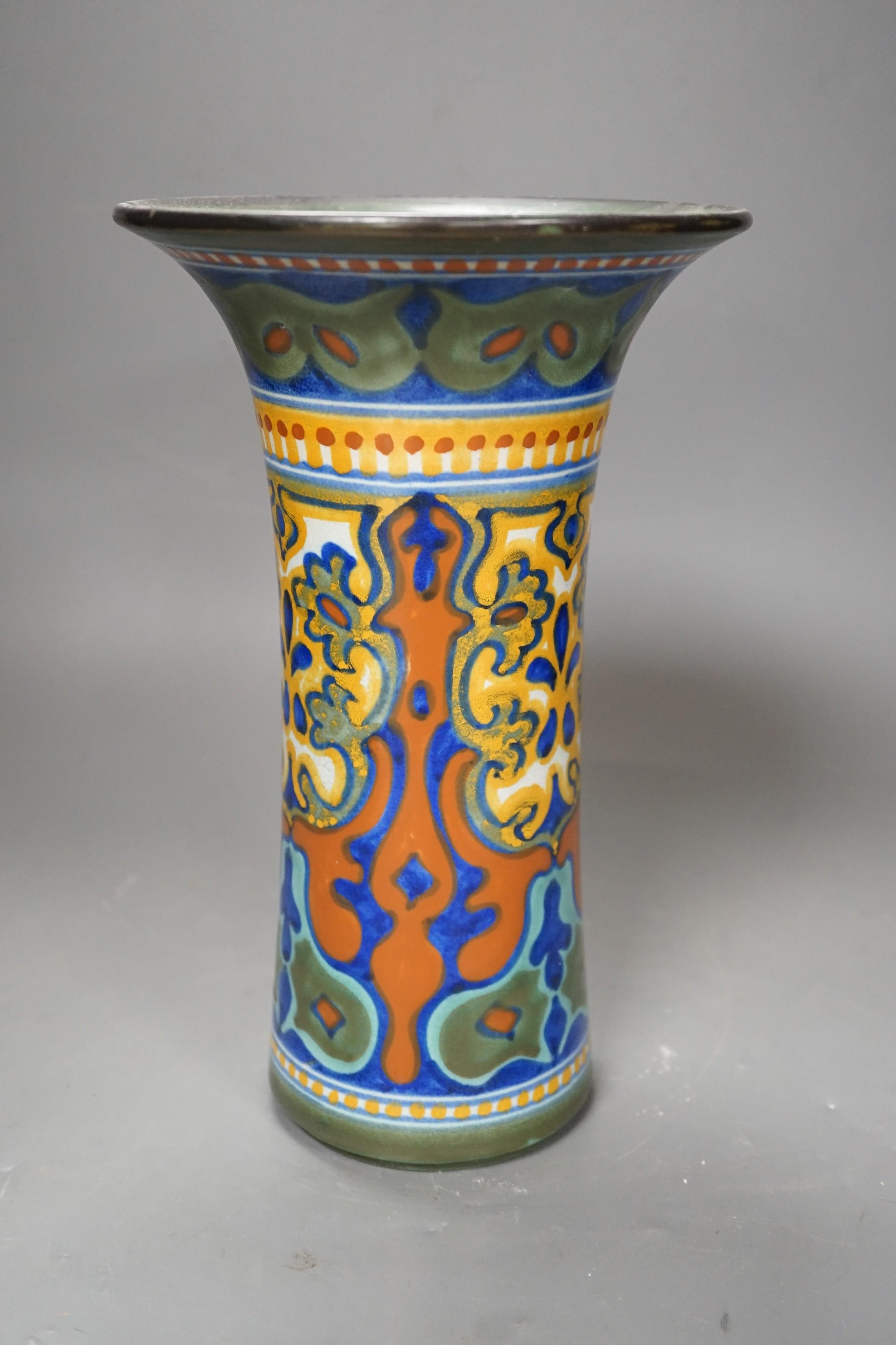 A Gouda pottery vase, 26cm